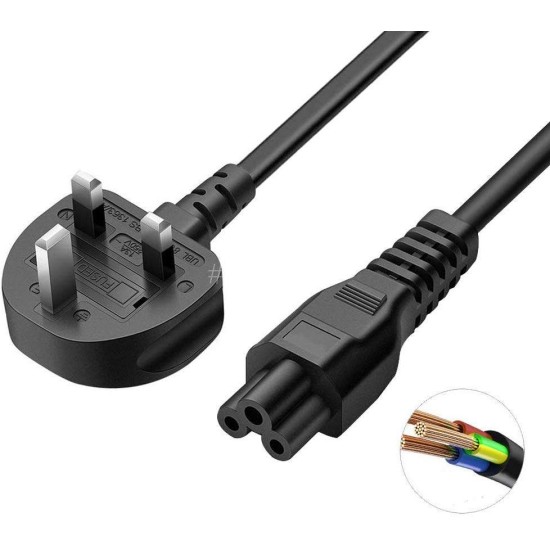 AC Power Cable with 3-Pin Wall Plug for Laptop Charger Type C5